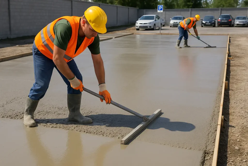 نحوه بتن‌ریزی کف محوطه و پارکینگ ها- بتن فا